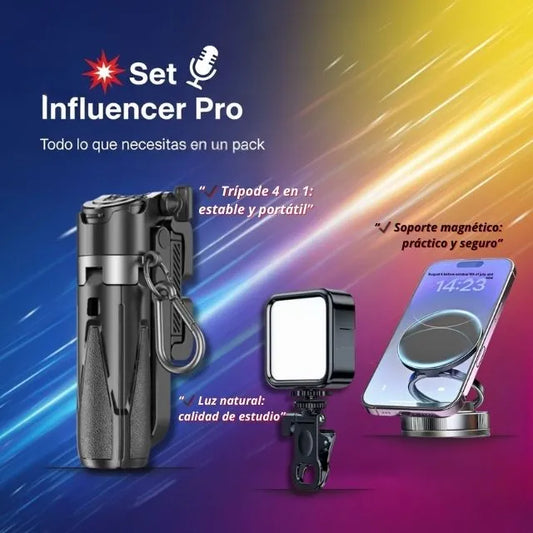 💥🎤 Set Influencer Pro: Mini Trípode + Luz Natural ✨ + Soporte Magnético 🧲