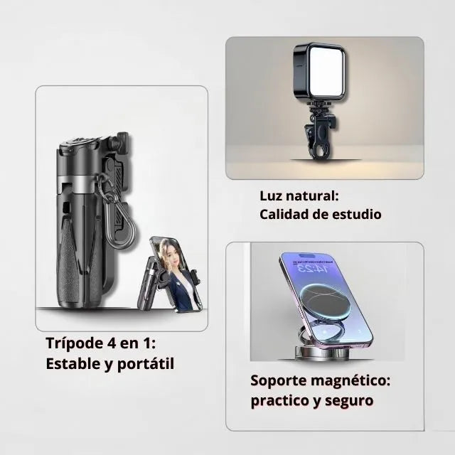 đ„đ€ Set Influencer Pro: Mini TrĂpode + Luz Natural âš + Soporte MagnĂ©tico đ§Č