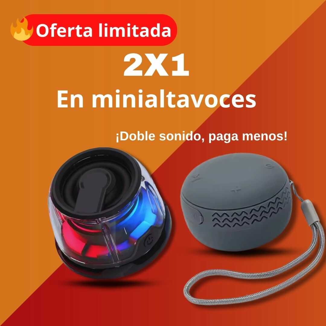 🎶 ¡2x1 en Mini Altavoces! 🔊