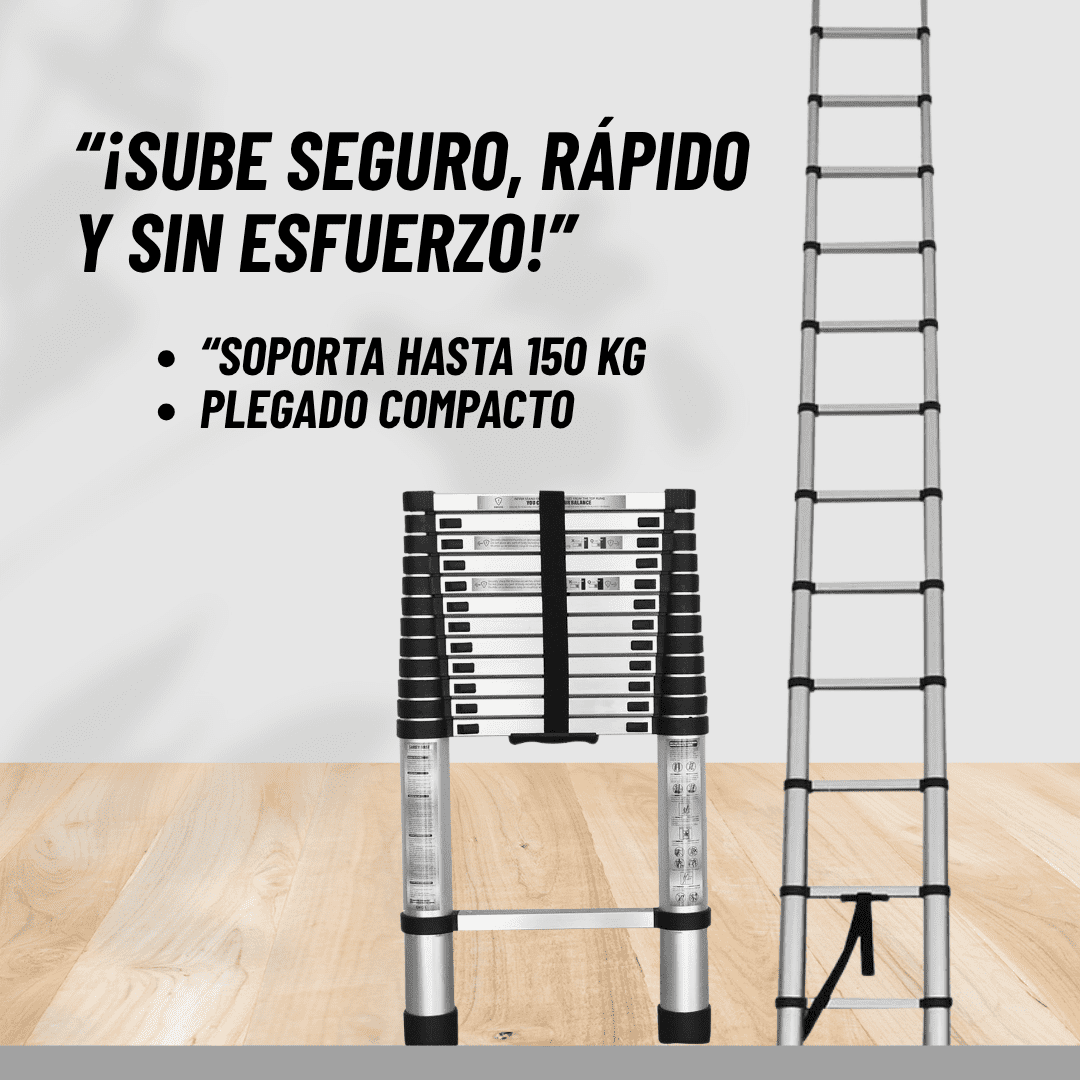 ESCALERA TELESCOPICA Y COMPACTA - MULTIFUNCIONAL (3.2M)