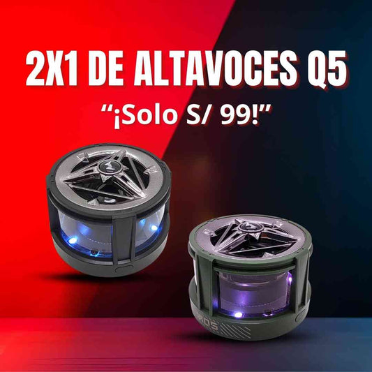 👉 “¡Explosión de sonido! 🔥 Llévate 2 Altavoces Q5 por solo S/99”