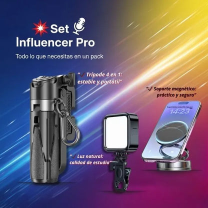 💥🎤 Set Influencer Pro: Mini Trípode + Luz Natural ✨ + Soporte Magnético 🧲