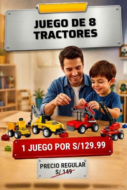 JUEGO DE BLOQUES X 8 TRACTORES - 323 PZAS