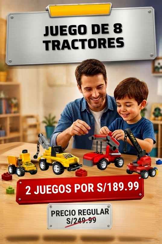 JUEGO DE BLOQUES X 8 TRACTORES - 323 PZAS