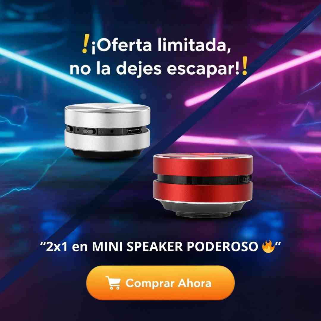 ¡Lleva 2 MINI SPEAKERS PODEROSOS al precio de 1! 🔥