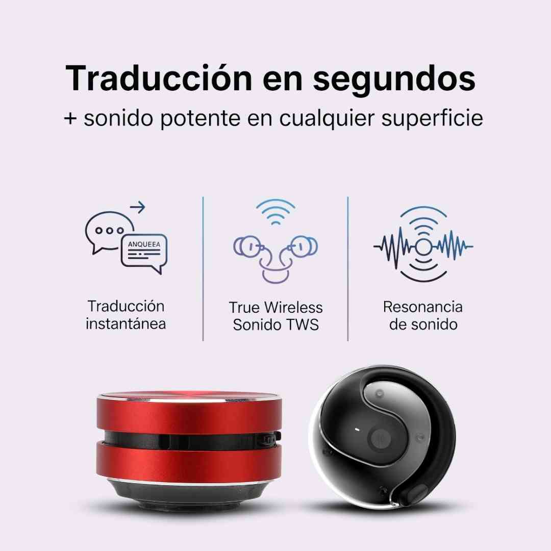 “Traduce el mundo y hazlo sonar: Combo Audífono + Mini Speaker”