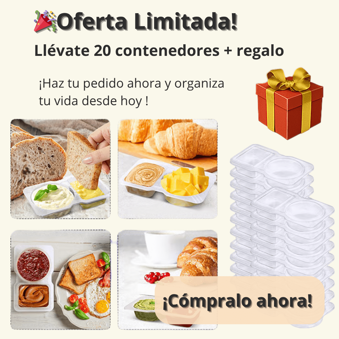 🎉 Llévate 20: Contenedores Divididos para Snacks 🎉