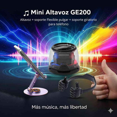 🔊 Altavoz GE200 + soporte Flexible pulgar + soporte giratorio para teléfono