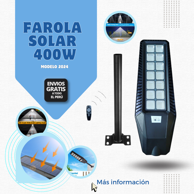 FAROL SOLAR 400W - MODELO 2024