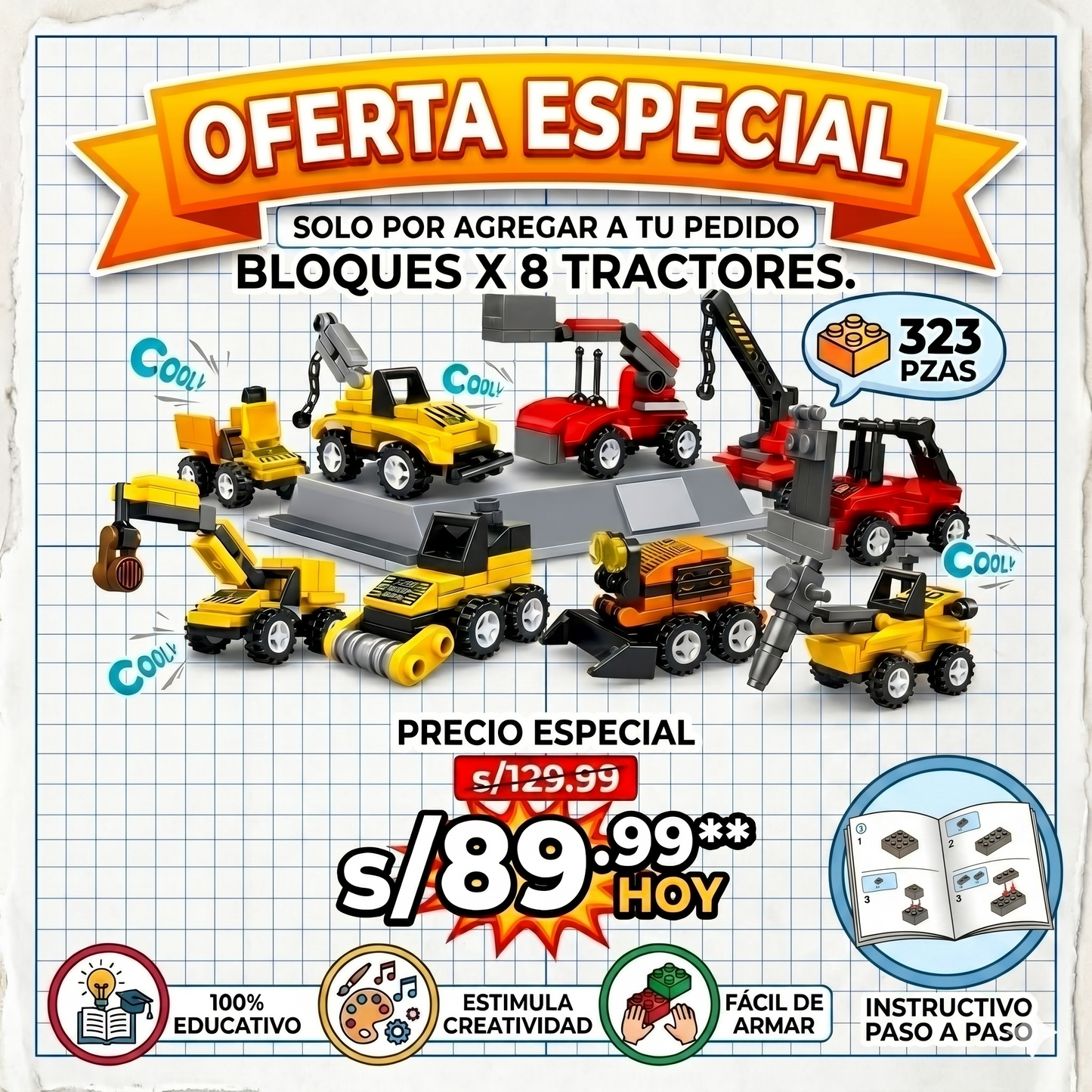 BLOQUES X 8 TRACTORES - 323 PZAS