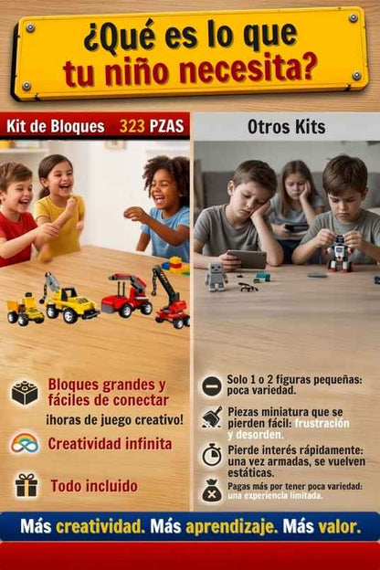 JUEGO DE BLOQUES X 8 TRACTORES - 323 PZAS