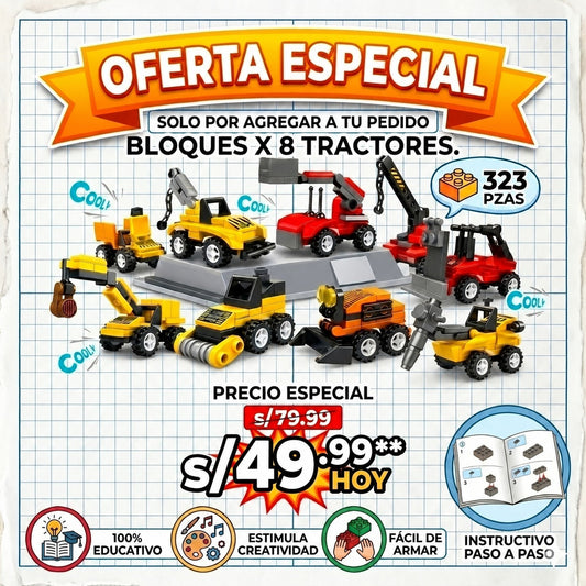 BLOQUES X 8 TRACTORES - 323 PZAS